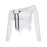 2025 style popular autumn new women's clothing fashion taste fresh off-the-shoulder white top pleated skirt