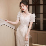 2025 Fishtail evening dress skirt women's 2025 spring new  light luxury sequined niche wedding dress annual dinner dress