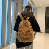 Cross-Border Backpack Women's Retro Large Capacity Simple High School Student Schoolbag Women's Korean-Style Fashion Trend Canvas Backpack