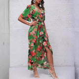 Popular trade popular  summer bohemian vacation wind V-neck strap waist beach dress women