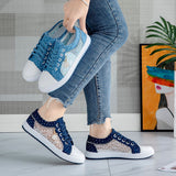 themeisles 2018 Summer Korean Style New Women's Hollow Denim Mesh Shoes Flat Casual Shoes Breathable Cloth Shoes Student Mesh Shoes