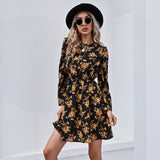 Popular trade ebay   2025 spring Popular and 2025 loose floral V-neck waist dress women