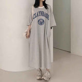 2025 THEMEISLES Manufacturer casual printing lazy skirt medium and long straight skirt pure cotton T-shirt dress women's popular summer new