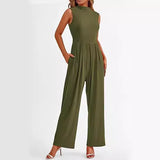 THEMEISLES European beautiful women's elegant summer jumpsuit dress casual jumpsuit sleeveless women's wide-leg jumpsuit with pockets