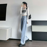 themeisles Wide-Leg Jeans Women's Autumn  New High Waist Slimming Loose Small Spring and Autumn Mop Trousers