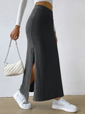 THEMEISLES 2025 style American  new New high waist side split slim knitted skirt women's fashion dress