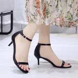 THEMEISLES Women's Sandals Korean-Style High Heels Women's Stiletto Heel Women's Open Toe Black Women's Shoes  Summer New