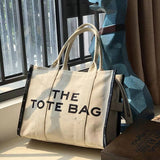 THEMEISLES Jordan Same Style Little Horse Letter Tote Bag Jacquard Canvas Shopping Bag Casual All-Match Commuter Bag Portable One-Shoulder Women