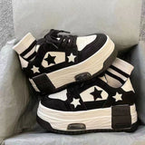 Spring New Thick Bottom Heightened Single Layer Shoes Women's Fashion Star Pattern Sneakers Girls Wear Slimming Casual Sneaker