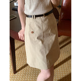 THEMEISLES Wei Song High Waist All-Matching A- line Skirt Women's  Spring and Summer New Slimming Milk Tea Skirt (with Belt)