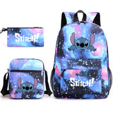 Cross-Border Foreign Trade Stitch Anime Peripheral Printed Schoolbag Three-Piece Set Stitch Pencil Case Shoulder Bag Backpack