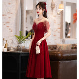 2025 Toast Bride 2025 New Spring Red Small Wedding Premium Engagement Dress Evening Dress Women