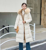 High-end down jacket women's winter 2023 new medium and long fashion foreign luxury knee fur collar