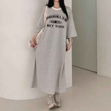 2025 THEMEISLES Manufacturer pure cotton Japanese short-sleeved dress women's summer popular new design loose printing medium and long t