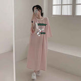 2025 THEMEISLES Manufacturer T-shirt skirt women's popular new summer explosion casual dress pure cotton Korean loose and thin letter short sleeves