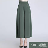 themeisles Fashion Casual plus Size Women's Clothing Summer Thin High Waist Pure Color Loose Wide Leg Pants Middle-Aged Mom Straight-Leg Pants Women