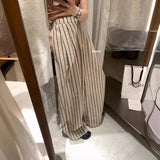 themeisles Hers Korean Style Relaxed Striped High Waist Wide Leg Pants Women  Summer New Design Sense Loose All-Matching Trousers