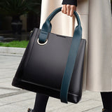 Handbag  retro new bucket bag contrasting color women's messenger bag fashionable large-capacity commuter tote bag women