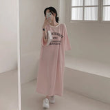 2025 THEMEISLES Manufacturer pure cotton South Korea popular spring and summer new women's round neck short sleeve medium and long T-shirt skirt fashionable versatile simple even