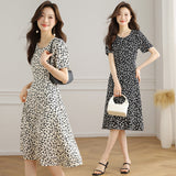 THEMEISLES This Year's Popular Skirt  Summer New Gentle Elegant Style Square Collar Mid-Length Slimming Floral Dress Women