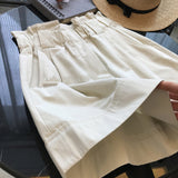 THEMEISLES Wang Fried Style ~ Pants Type Is Awesome! Summer Wooden Ear Bud Shaped Waist Casual Loose Straight High Waist Wide Leg Shorts for Women 2025