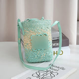 THEMEISLES New Luojia Crossbody Phone Bag Paper String Woven Fashion Ladies Bags Beach Vacation Straw Bag Women