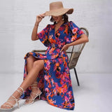 Popular trade popular  summer bohemian vacation wind V-neck strap waist beach dress women