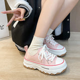 themeisles Spring New Canvas Shoes Women Hong Kong Style Fashion White Shoes Students Thick Bottom Sneaker Casual All-Matching Ins Pumps