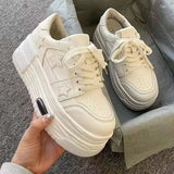 Spring New Thick Bottom Heightened Single Layer Shoes Women's Fashion Star Pattern Sneakers Girls Wear Slimming Casual Sneaker