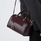 THEMEISLES 2025 Winter new leather Boston pillow bag fashion casual handbag cowhide shoulder messenger women's bag