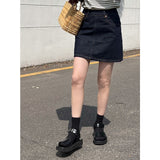 THEMEISLES Women's Retro High Waist Denim Skirt Summer New Korean Simple Solid Color Exposure-Proof Skirt 61729