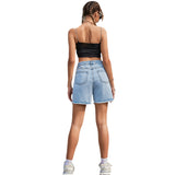 35005#   Women's Clothing European and American Ins Spring and Summer Fashion High Waist Loose and Slimming Raw Edge Denim Shorts