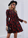 Popular trade ebay   2025 spring Popular and 2025 loose floral V-neck waist dress women