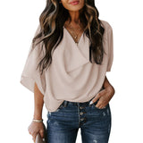 THEMEISLES Wish Independent Station New European and American Chiffon Shirt Loose V-neck Casual Top T-shirt Women's Clothing