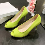 THEMEISLES Summer New Peep Toe Sandals European and American Fashion Sexy Stiletto Heel Sandals Foreign Trade plus Size Low-Cut High Heel Sandals for Women