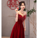 2025 Toast Bride 2025 New Spring Red Small Wedding Premium Engagement Dress Evening Dress Women