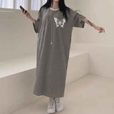 2025 THEMEISLES Manufacturer T-shirt skirt women's popular new summer explosion casual dress pure cotton Korean loose and thin letter short sleeves