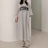 2025 THEMEISLES Manufacturer pure cotton fashion short-sleeved t-shirt skirt women's Korean version striped short-sleeved t-shirt dress women's summer tide new Korean version