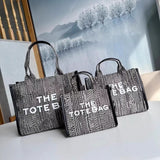 THEMEISLES Jordan Same Style Little Horse Letter Tote Bag Jacquard Canvas Shopping Bag Casual All-Match Commuter Bag Portable One-Shoulder Women