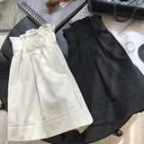 THEMEISLES Wang Fried Style ~ Pants Type Is Awesome! Summer Wooden Ear Bud Shaped Waist Casual Loose Straight High Waist Wide Leg Shorts for Women 2025