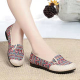 themeisles Women's Shoes Summer New Old Beijing Cloth Shoes Mother's Shoes Ethnic Style Woven Cloth Shoes Soft Bottom Breathable Cotton and Linen Women's Shoes