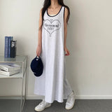 2025 THEMEISLES Manufacturer 4-color long dress women's popular summer new large-size letter-printed sleeveless vest skirt knee-length dress