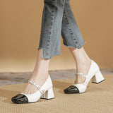 Pingdi Factory Cowhide Mary Jane Women's Shoes High Heel Su Cojin Same Style Pumps Huizhou Yue Xin Wang New High Heels