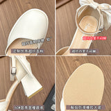 Closed Toe Sandals for Women  New Summer Bow Fairy Style Hollow Women's Shoes Chunky Heel High Heel Shoes Women