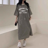 2025 THEMEISLES Manufacturer pure cotton Japanese short-sleeved dress women's summer popular new design loose printing medium and long t