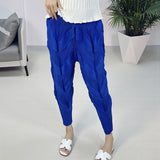 themeisles Sanzhai  Pleated Casual Cropped Harem Pants Women's Pleated High Elastic High Waist Loose Twist Pants All-Matching Skinny Pants