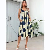 THEMEISLES Irregular vest dress 2025 cross-border women's clothing  medium and long fashion new printed pendulum dress