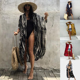 2025 new sunscreen shirt women's irregular printed cardigan long beach bikini sunshade jacket