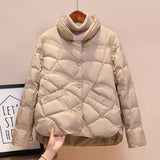 Xiangyun down jacket women's short New new stand-up collar lightweight thin fashionable white duck down jacket popular trend