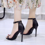 THEMEISLES Women's Sandals Korean-Style High Heels Women's Stiletto Heel Women's Open Toe Black Women's Shoes 2022 Summer New